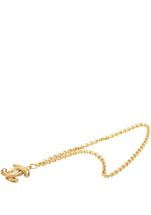 CHANEL Pre-Owned 1970-1980 CC Gold Plated Quilted Pendant Necklace costume necklace