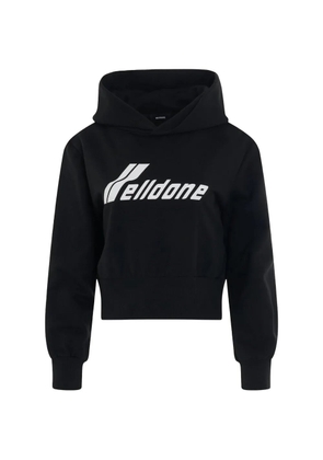 We11done logo-print cropped hoodie - Black