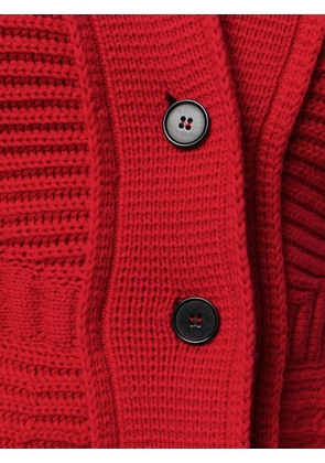 Alexander McQueen peplum ribbed cardigan - Red