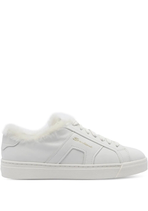 Santoni faux-fur leather sneakers - White