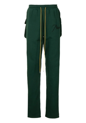 RHUDE oversize flap-pocket logo-embroidered track pants - Green