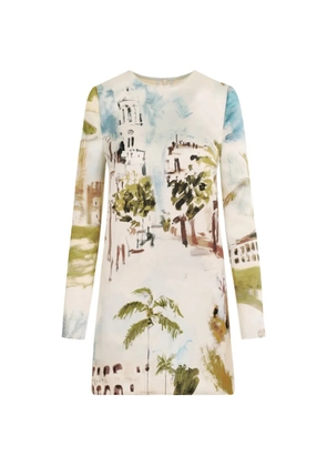 Oscar de la Renta Dominican-landscape shift dress - Neutrals