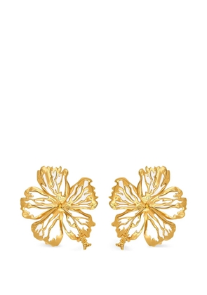 Oscar de la Renta openwork hibiscus earrings - Gold