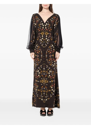 Alexander McQueen obsidian-print long-sleeve dress - Black