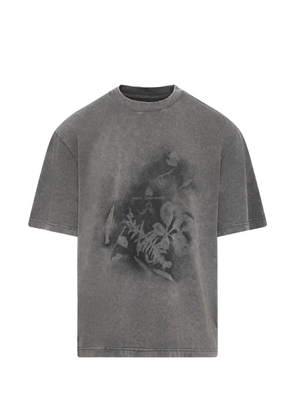 Feng Chen Wang spray-painted plant-motif T-shirt - Grey