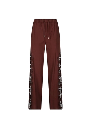 Patrizia Pepe lace-insert drawstring trousers - Brown