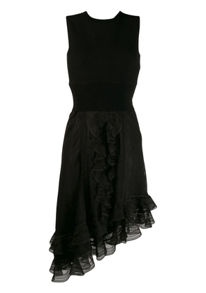 Alexander McQueen asymmetrical draped knit dress - Black