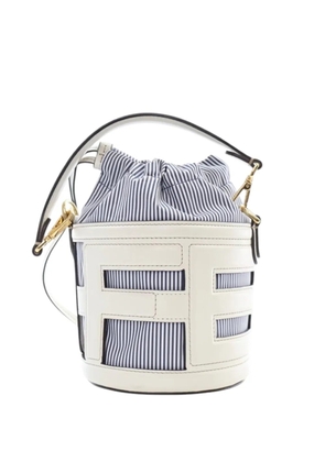Fendi Pre-Owned 2010-2026 Mini Leather and Canvas Logo Step Out Bag bucket bag - White