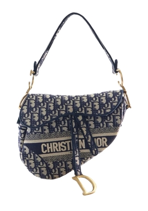 Christian Dior Pre-Owned 2020 Oblique Embroidered Canvas Saddle Bag shoulder bag - Blue