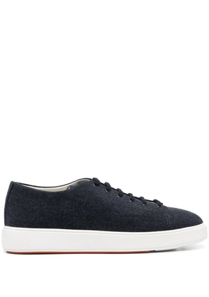 Santoni logo-patch lace-up sneakers - Blue
