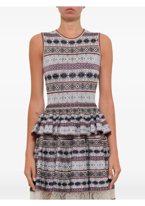 Alexander McQueen jacquard peplum dress - Blue