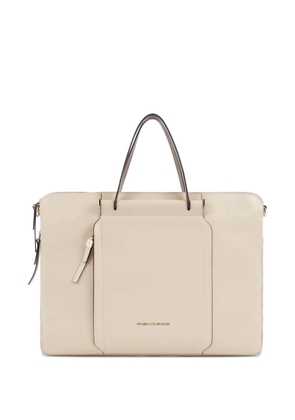 PIQUADRO leather laptop bag - Neutrals