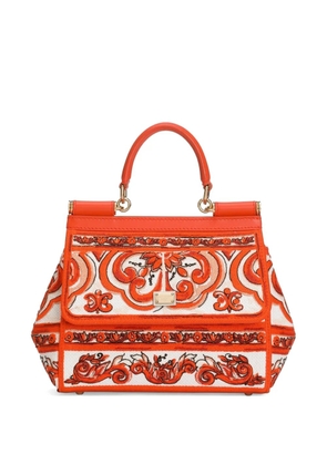 Dolce & Gabbana small Sicily handbag with Majolica embroidery - Orange