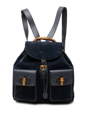 Gucci Pre-Owned 20th Century Suede Bamboo backpack - Blue