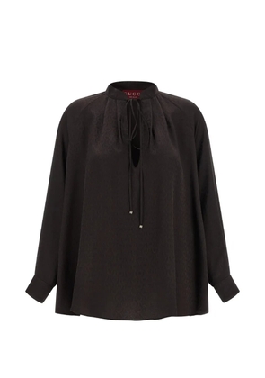 Gucci horsebit jacquard silk shirt - Brown