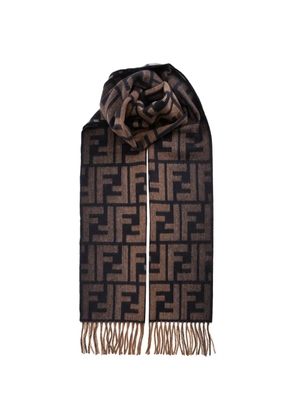 FENDI FF motif fringed scarf - Blue