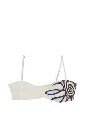 Cala de la Cruz Lilo gathered sweetheart-neck bikini top - Neutrals
