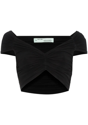 Off-White off-shoulder ruched cropped top - Black