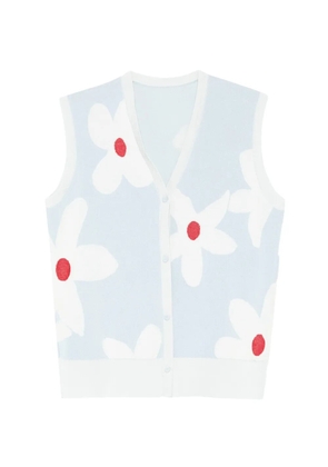 LESS floral-intarsia V-neck cardigan - Blue
