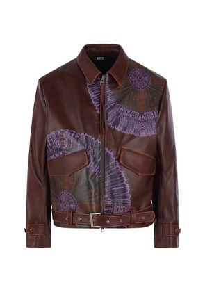KHOKI graphic-print belted jacket - Brown