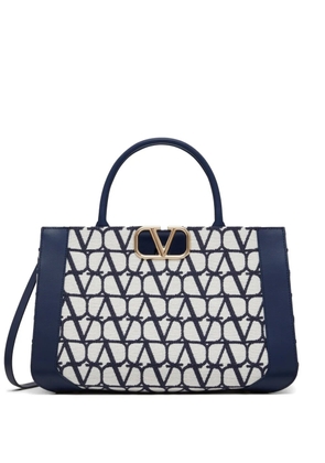 Valentino Garavani medium VLogo Signature handbag in cotton Toile Iconographe - Blue
