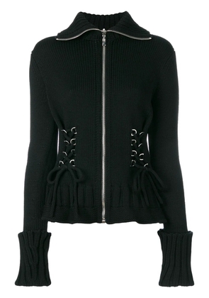 Alexander McQueen lace-up zipped cardigan - Black