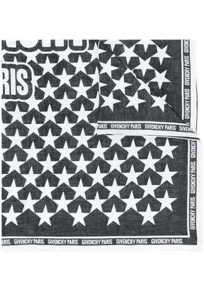 Givenchy star print logo trim scarf - Black