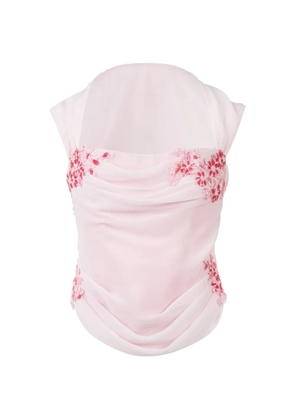 Stolen Stores floral-appliqué draped top - Pink