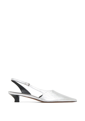 Mansur Gavriel Anna metallic-effect leather heeled pumps - Silver