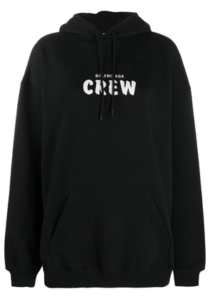 Balenciaga Crew print oversized hoodie - Black
