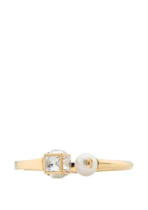 Jimmy Choo large JC Cube Cuff pearl bracelet - Gold