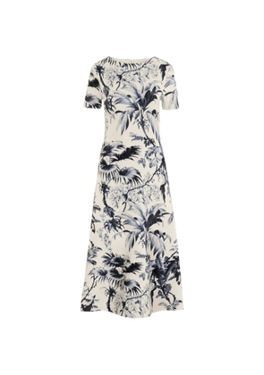 Oscar de la Renta chiné palm leaves knit dress - Neutrals