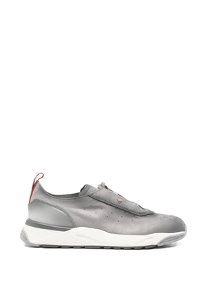 Santoni perforated-details leather sneakers - Grey