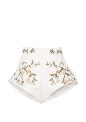 Agua By Agua Bendita Gatti floral-embroidered shorts - Neutrals
