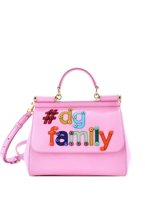 Dolce & Gabbana Pre-Owned Miss Sicily Bag Embellished Printed Leather Medium satchel - Pink