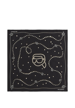 Karl Lagerfeld Ikonik pearl-print silk scarf - Black