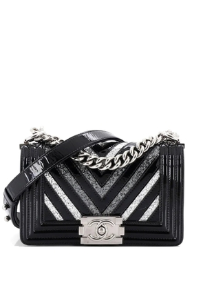 CHANEL Pre-Owned Boy Flap Bag Chevron Patent with Glitter PVC Small shoulder bag - Black