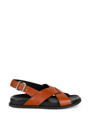 GUGLIELMO ROTTA Twill Ranch crossover-strap buckle-fastening sandals - Brown