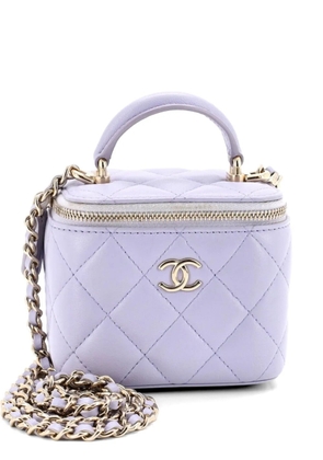 CHANEL Pre-Owned Classic Top Handle Vanity Case with Chain Quilted Lambskin Mini crossbody bag - Purple