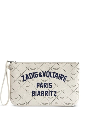 Zadig&Voltaire logo-print clutch bag - Neutrals