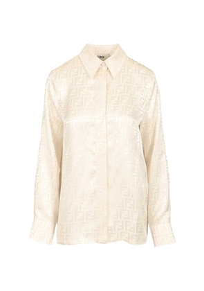 FENDI FF-jacquard silk shirt - Neutrals