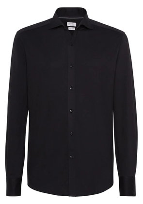 Brunello Cucinelli spread-collar cotton shirt - Black