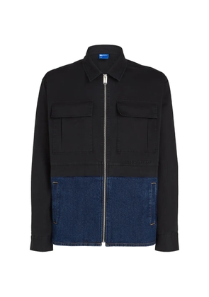 Karl Lagerfeld Jeans mixed-panel zip-fastening shirt jacket - Black