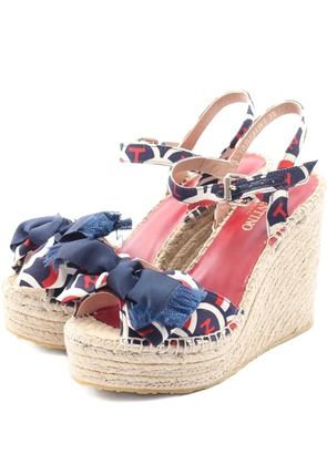 Valentino Garavani Pre-Owned 2010s 110mm ribbon wedge-heel sandals - Blue