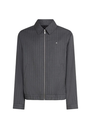 Karl Lagerfeld logo-plaque pinstripe overshirt - Grey