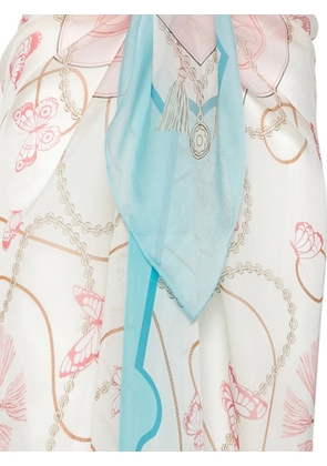 Mazzei butterfly-print tassel-detail sarong - Blue