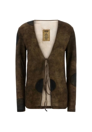 Uma Wang printed tie-fastening cardigan - Brown