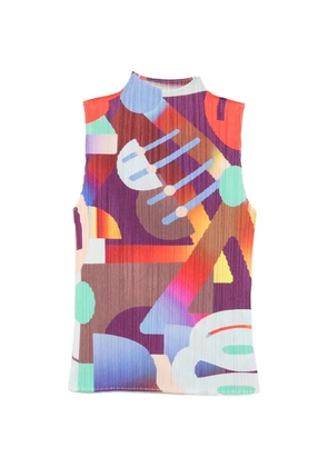 Pleats Please Issey Miyake Pleats Please abstract-print T-shirt - Blue