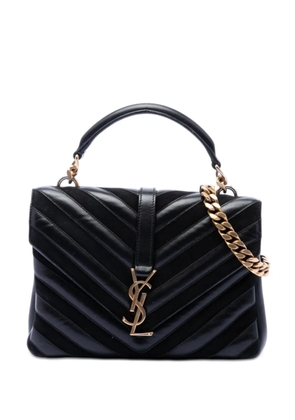 Saint Laurent Pre-Owned 2017 Medium Calfskin and Suede Chevron Monogram College satchel - Black