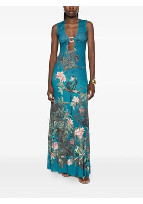 Mazzei patterned cut-out maxi dress - Blue